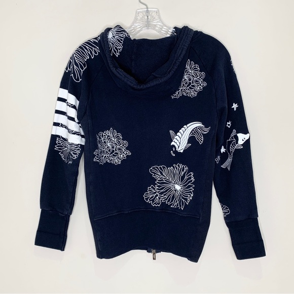 Thom Browne Koi & Chrysanthemum Embroidered Classic 4-Bar Hoodie - Picture 10 of 16